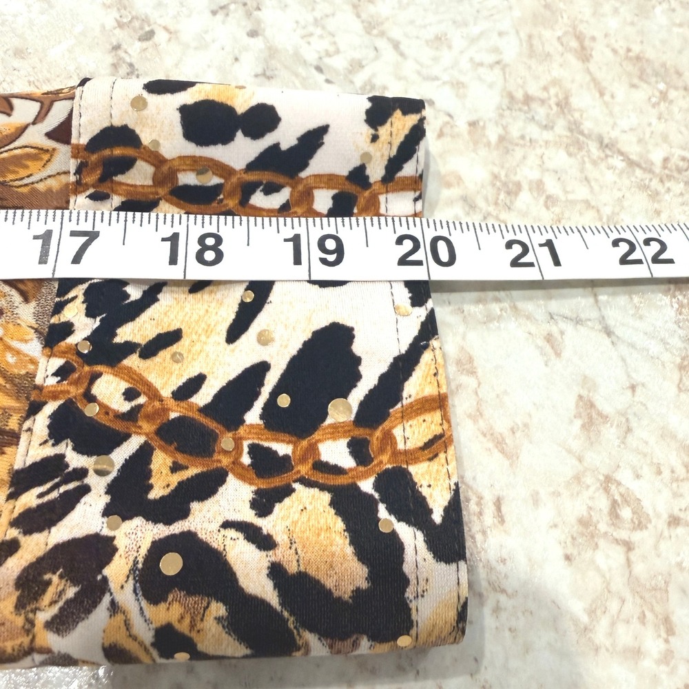 Cache Button Up Shirt Size Medium Gold Brown Leopard Chain Sequin Baroque - Picture 10 of 11